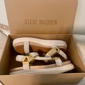 Matina Pearl Embellished Platform Sandals (Steve Madden)